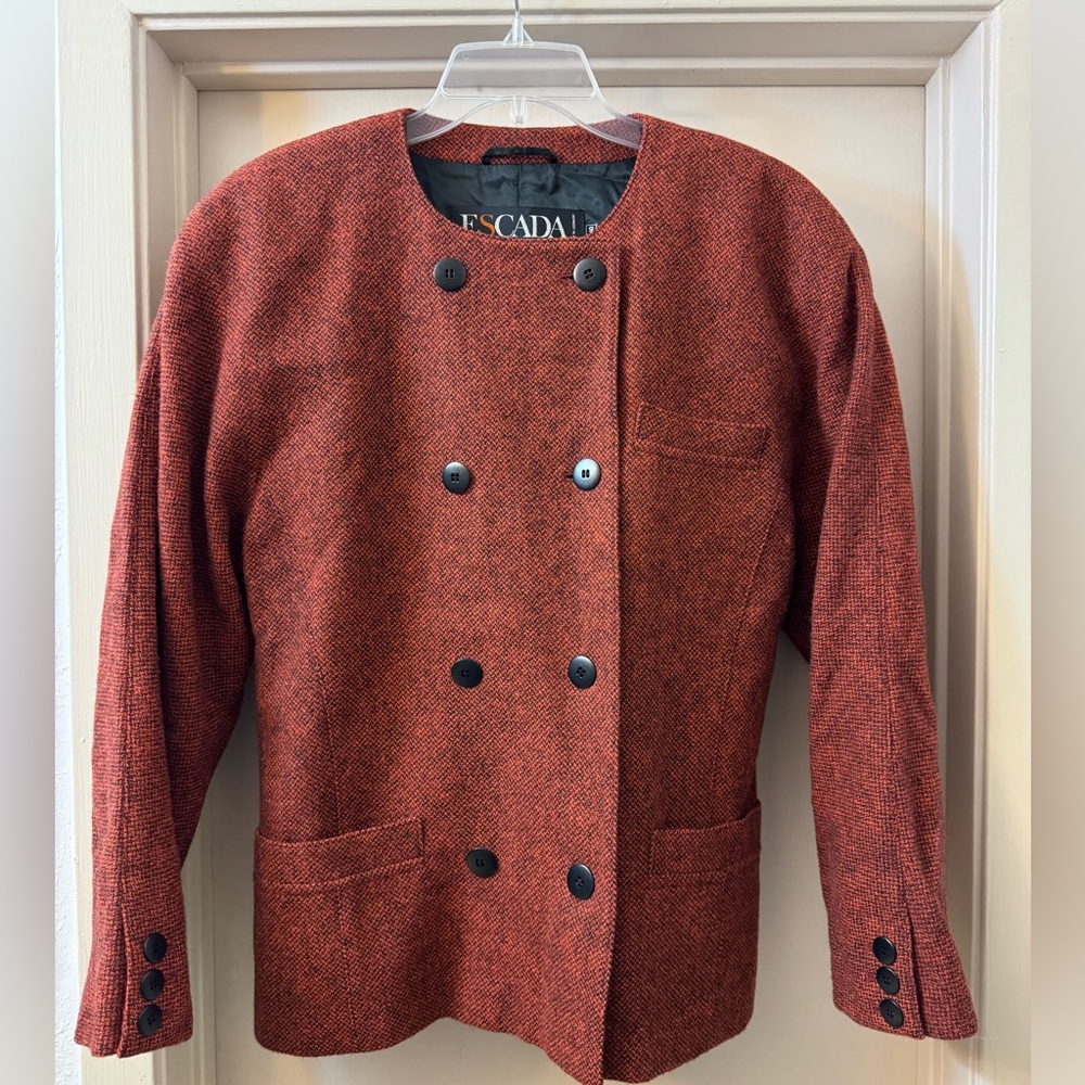 VTG Escada By Margaretha Ley Double Breasted Angora Blend Blazer Jacket Sz EU 40